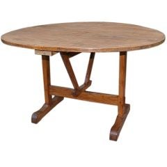 Antique 19th C.  French Round Fir Wine Table