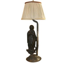 18th C. French Cast Iron Statue of Mary Converted to Lamp