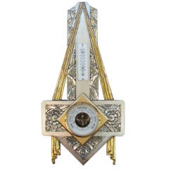 Vintage Fabulous Art Deco Silver & Gold gilded Barometer - Thermometer!