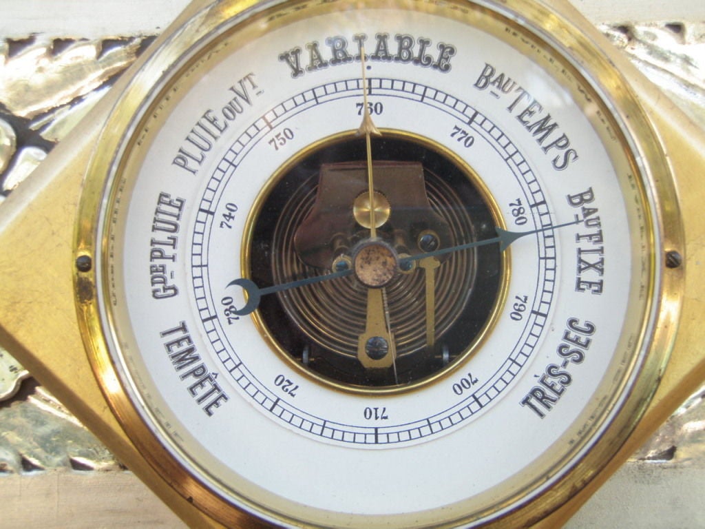 Fabulous Art Deco Silver & Gold gilded Barometer - Thermometer! 2