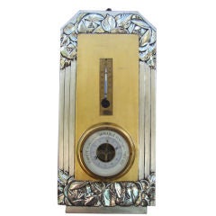 Vintage Outstanding French silver & gold barometer thermometer