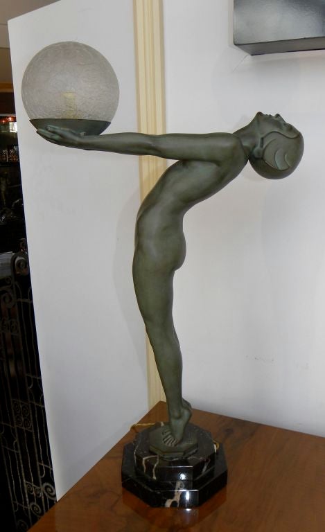 French Art Deco Light Statue by Max Le Verrier