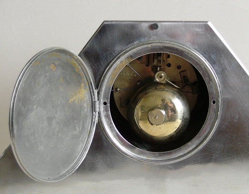 Art Deco  French clock silver on bronze by C. Terras 3