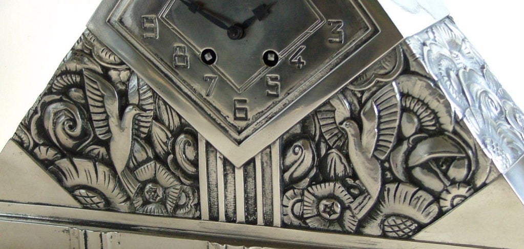 Art Deco  French clock silver on bronze by C. Terras 4
