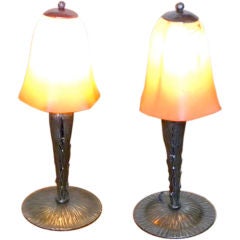 Vintage Original Schneider Glass and iron table lamps!