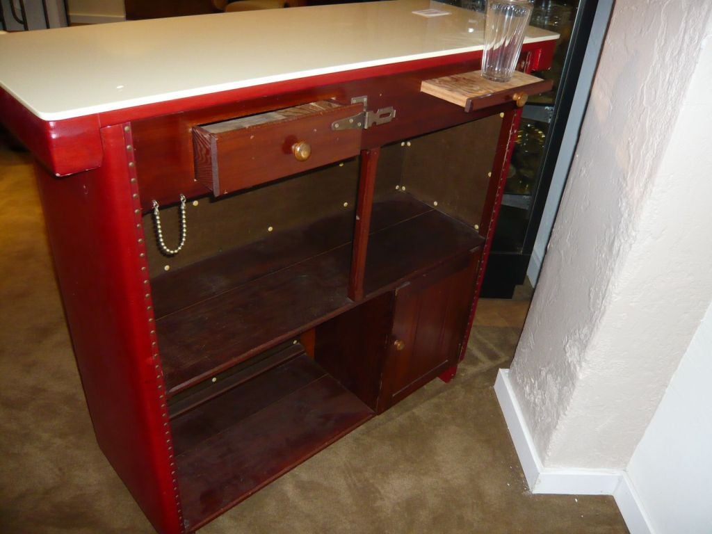 Mid-20th Century Classic Late 1940s Art Deco Red Swing Bar