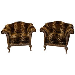  Faux Leopard Carved library chairs