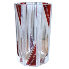 Modernist Glass crystal cut Czech Glass Vase