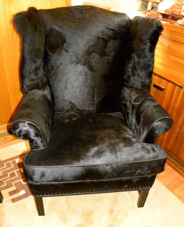 Leather Original American Art Deco Wingback Chairs