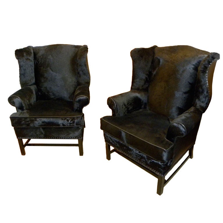 Original American Art Deco Wingback Chairs
