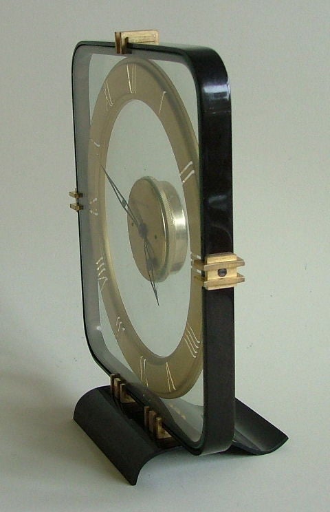 Metal Art Deco Machine Age Jaeger-LeCoultre Clock