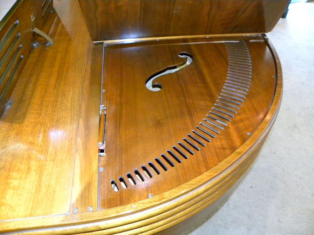 Wood Streamline Art Deco Butterfly Wurlitzer Baby Grand Piano