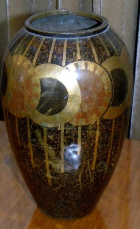 Stunning French Art Deco Dinanderie vase by Charles