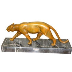 French Bronze Art Deco Cougar on marble!