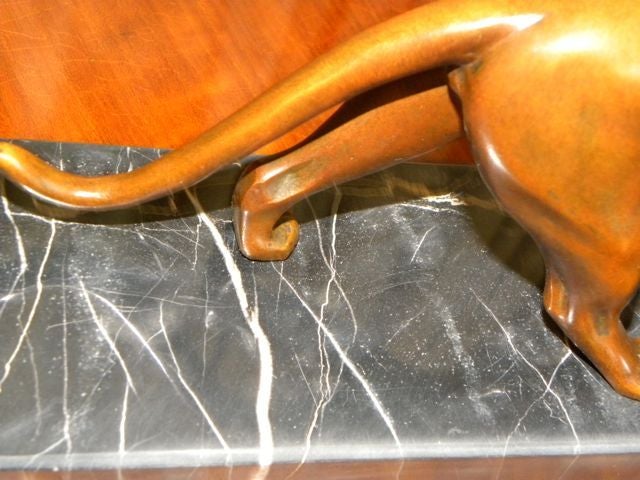 Marble French Bronze Art Deco Cougar on marble!