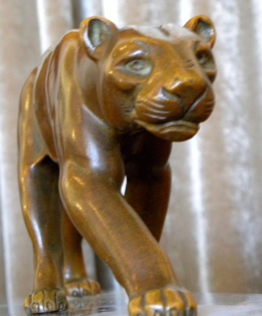 French Bronze Art Deco Cougar on marble! 3