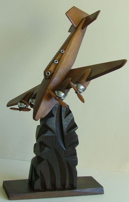 Art Deco Model Wood and metal airplane