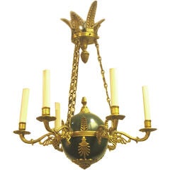 Vintage AN EMPIRE STYLE SIX LIGHT CHANDELIER. FRENCH, MID 20th CENTURY