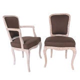 Set of Eight Dining Chairs in Limed Faux Bois Design
