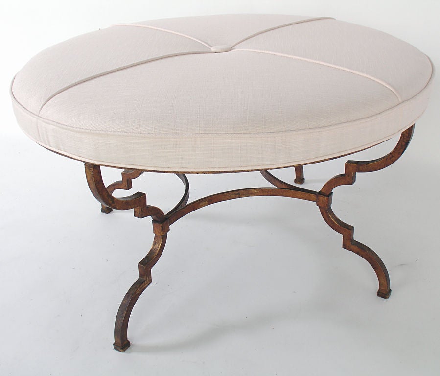 Large Round Bench or Coffee Table with Sculptural Gilt Base