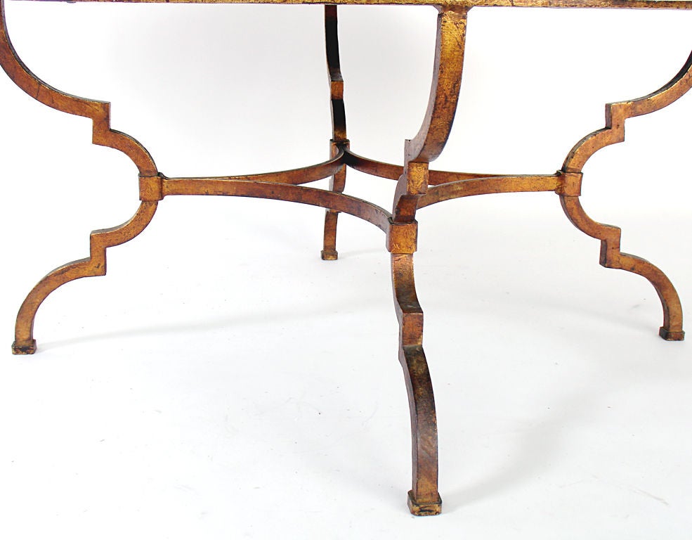 American Large Round Bench or Coffee Table with Sculptural Gilt Base