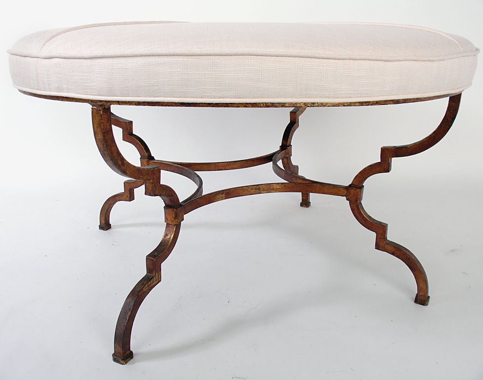 Large Round Bench or Coffee Table with Sculptural Gilt Base 2