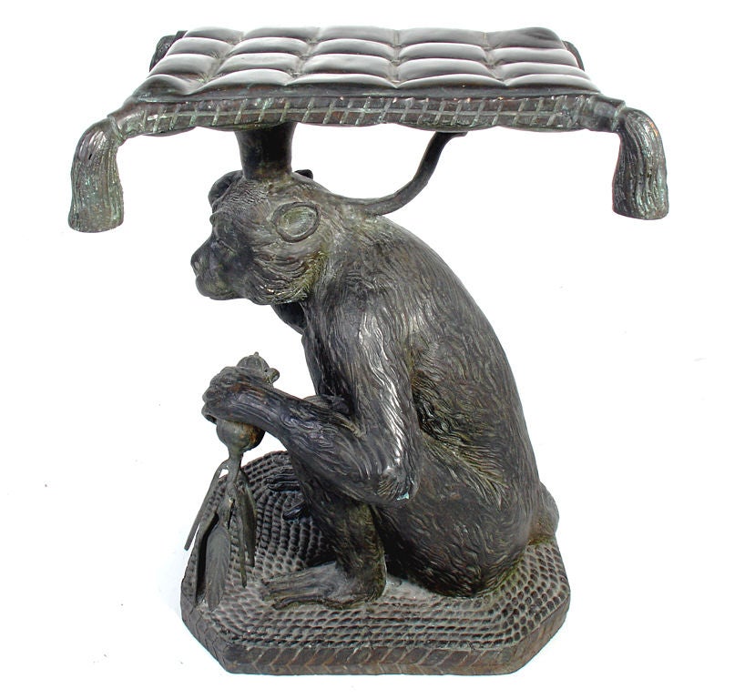 American Bronze Monkey Stool designed by Maitland Smith