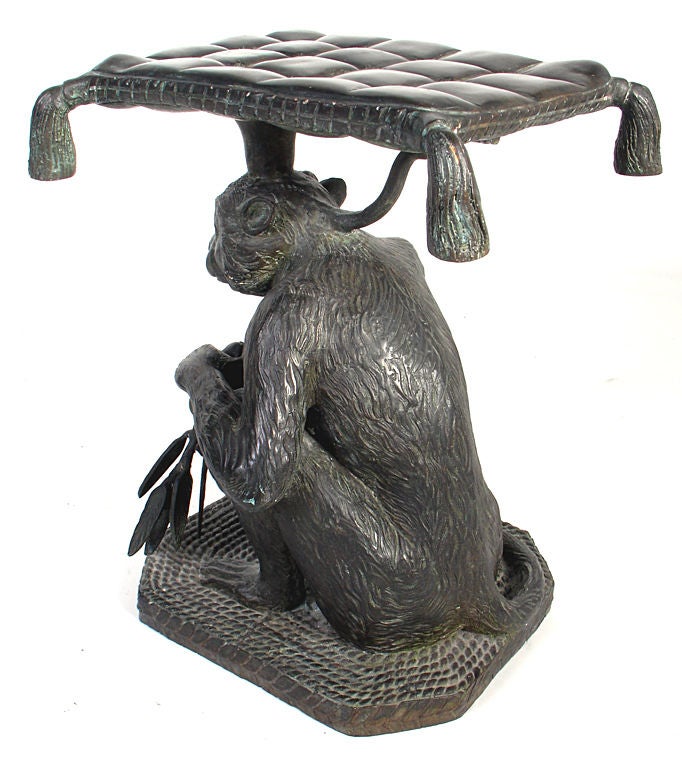 Late 20th Century Bronze Monkey Stool designed by Maitland Smith