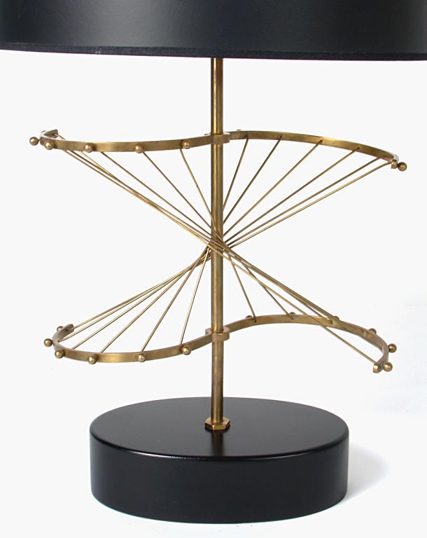 Large Scale Sculptural Lamp, designed for the Heifetz Company, circa 1950s. The price noted in this listing is for the lamp and shade. The lamp measures 14.75"H to the top of the sculpture, 23"H to the top of the bulb socket, and