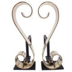 Brass Scroll Andirons - circa 1940's 7