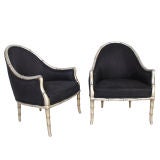 Pair of Silvered Faux Bamboo Chairs - Great Patina