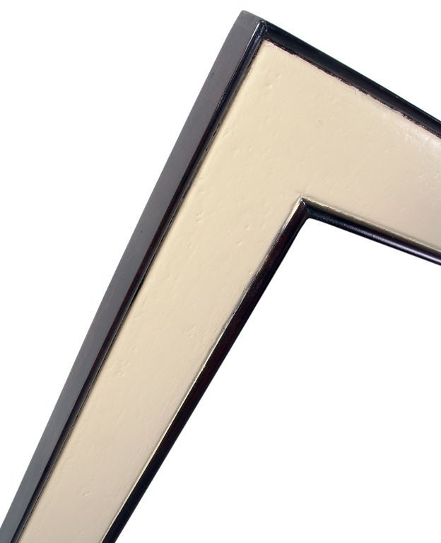 Paul Frankl Mirror - Ivory Lacquered Cork with Mahogany Trim In Good Condition In Atlanta, GA