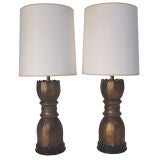 Pair of Gilt Metal Lamps in the manner of James Mont