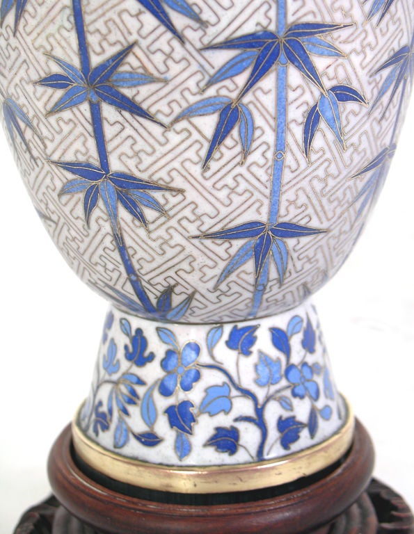 Elegant Chinese Cloisonne Lamp in Vibrant Blue Colors 1