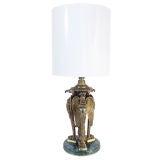 Stately Eagle Form Lamp in Bronze and Marble