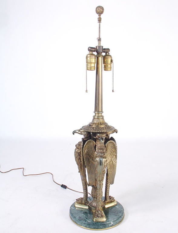 Stately Eagle Form Lamp in Bronze and Marble