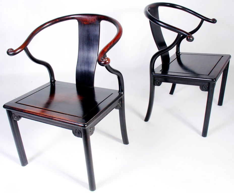 Pair of Curvaceous Chinese Chairs - circa 1950's 1