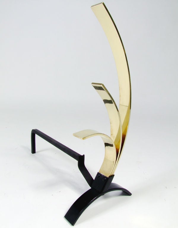 Mid-20th Century Sculptural Swoop Form Andirons