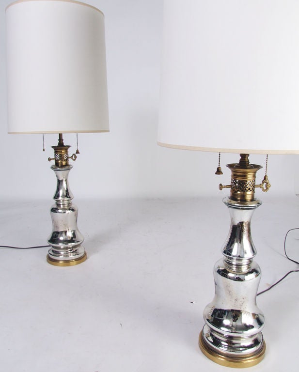 Pair of Mercury Glass Lamps - Perfectly Aged Patina 6