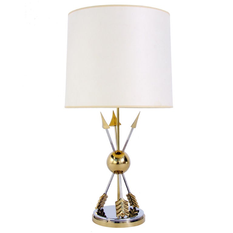 Elegant Arrow Form Lamp in Brass and Nickel