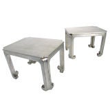 Pair of Silver Leaf Asian Form End Tables