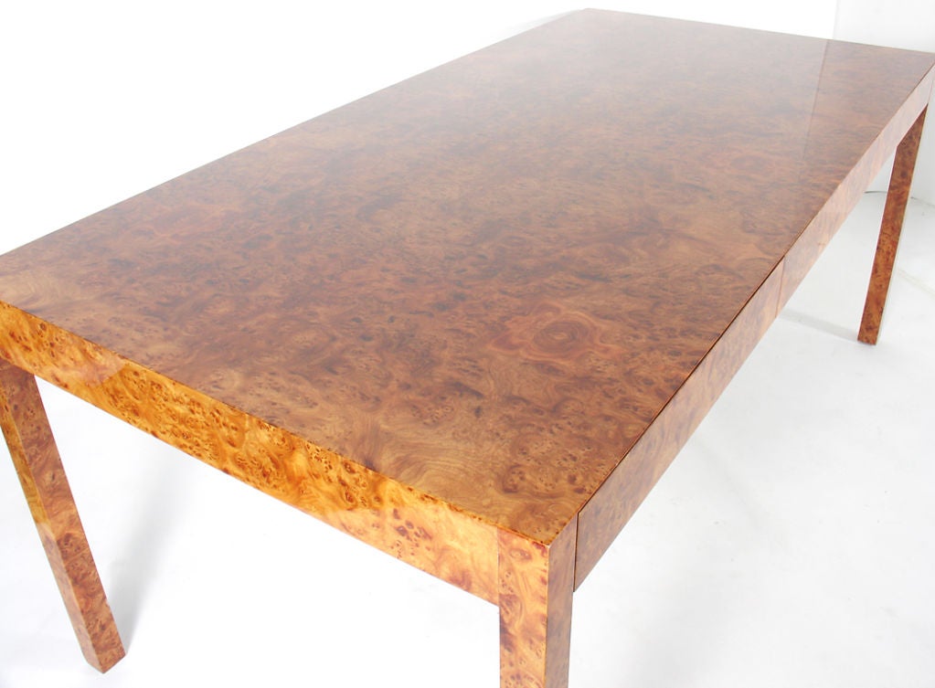 Late 20th Century Clean Lined Burl Wood Desk by Milo Baughman