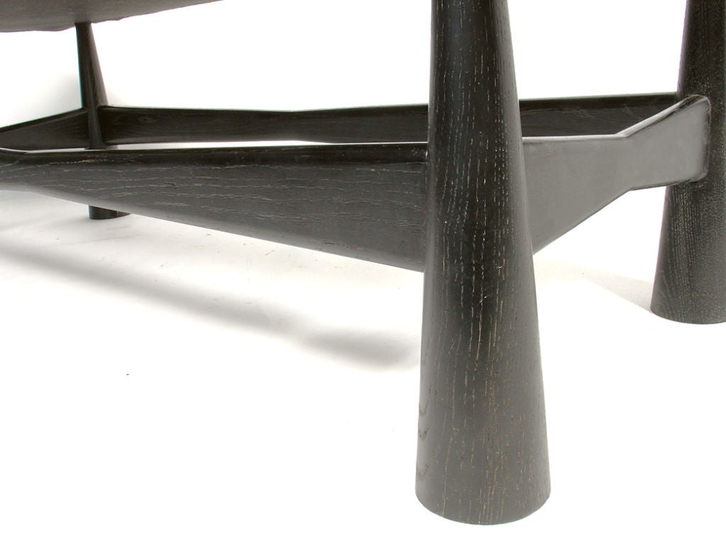 Mid-20th Century Modernist Bench with Sculptural Limed Oak Base