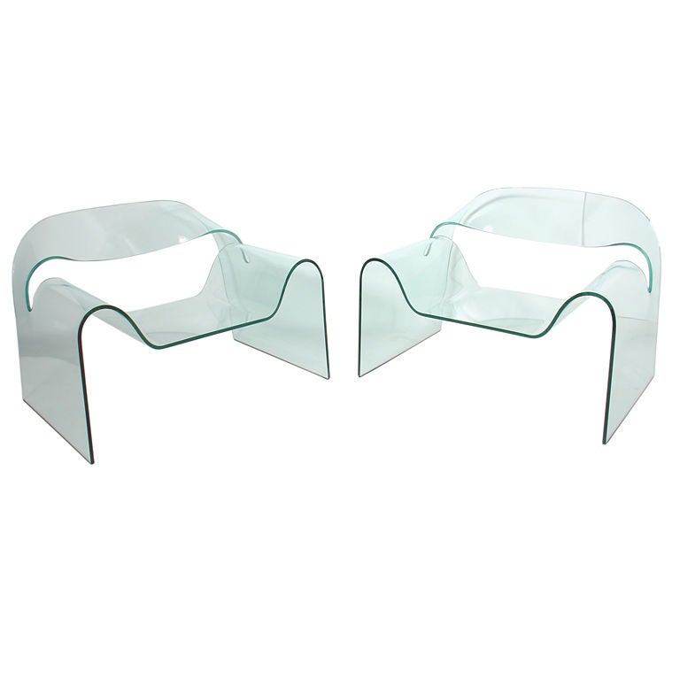 Sculptural All Glass "Ghost" Chairs by Cini Boeri