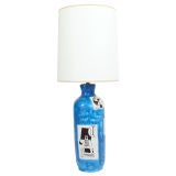 Guido Gambone Lamp with Abstract Hand Painted Decoration