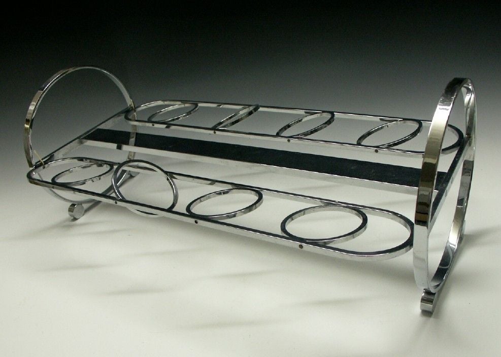 Mid-20th Century Art Deco Gyroscope Serving Rack Drinks Tray For Sale