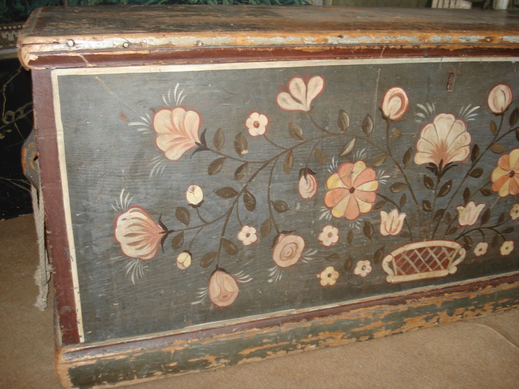 American Decorated Blanket or Sea Chest For Sale