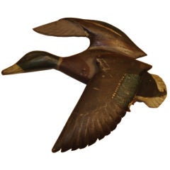 Carved Flying Duck Wall Plaque