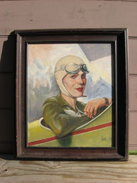 AMELIA EARHART OIL ON CANVAS