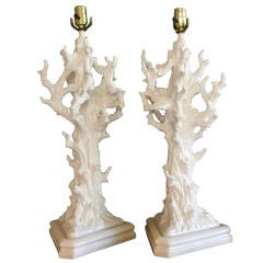 CORAL BRANCH ITALIAN CERAMIC LAMPS